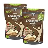 2 x borchers Bio Leinsamenmehl, Mehl aus Goldleinsaat, Von Natur aus Ballaststoffreich, Hoher Eiweißgehalt, Vegetarisch, Vegan, 400 g